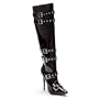 5 Inch Heel Knee High Boot Women'S Size Shoe With Buckles And Inner Zipper (Black-7)