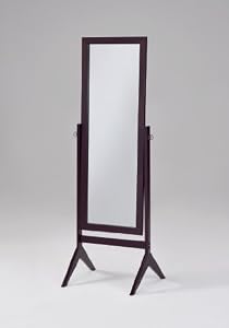 Espresso Finish Wooden Cheval Bedroom Floor Mirror