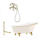 Newton 67 Slipper Tub with Wall Mount Faucet Faucet Finish: Millennium Brass, Tub Color: Bisque