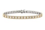 1 Carat Diamond Sterling Silver and 10K Yellow Gold Bracelet