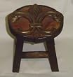 Fleur de Lis Hand Carved Wooden Foot Stool