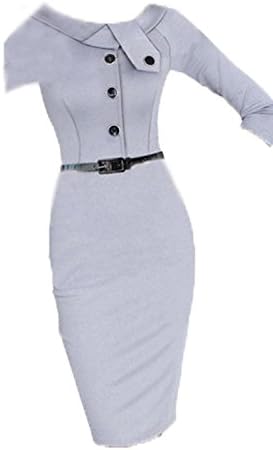 LaiGouMai Womens Elegant Back Zip Tunic Business Work Party Cocktail Pencil