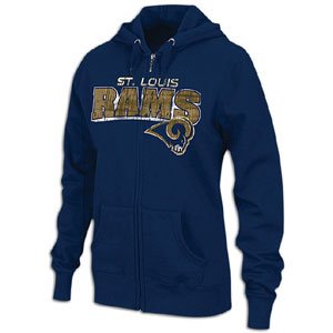 NFL Women's St. Louis Rams Football Classic III Long Sleeve Fullzip Fleece Hoodie (Athletic Navy, Small)