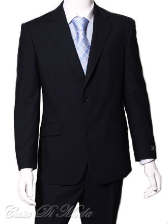 Chianti Two Button Double vented Solid blue navy Wool Suit 44R - Contemporary EURO Cut *FREE SILK TIE* 100% Merino Wool