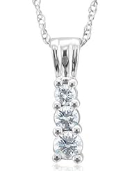10k White Gold 3-Stone Journey Diamond Pendant Necklace (GH, I1-I2, 0.26 carat)