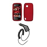 Nokia Nuron 5230 - Premium Red Soft Silicone Gel Skin Cover Case + Rapid Ca ....