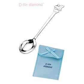 D for Diamond Silver Plated Spoon - Train - Christening Gifts