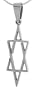 Stainless Steel Star of David Pendant 1 1/4 in. (25 mm) tall, w/ 30 in. Bead Chain