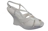 Via Uno ladies peep toe leather slingback buckle fastening strappy wedge in White. Free UK P&P! Sale price £29.99