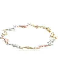 14k Tri Color Bonded Gold and Silver Dolphin Bracelet