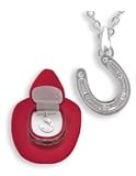 Western Crystal HORSESHOE NECKLACE in Cowboy Hat Gift Box