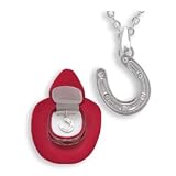 Western Crystal HORSESHOE NECKLACE in Cowboy Hat Gift Box by MyJewelThief.com