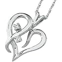 14K White Gold Diamond Heart Pendant With Chain