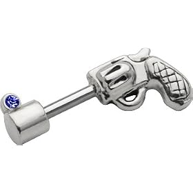 SAPPHIRE CZ Gun Pistol Sterling Silver Cartilage Earring Stud 18G
