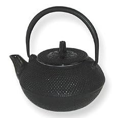 Black Hobnail Cast Iron Teapot with Trivet 40 oz Capacity by chefgadget