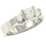 : Ladies 3 Stone Round Bar Set Diamond Engagement Ring