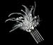Gorgeous Rhinestone Dazzle WHITE Feather Bridal Hair Comb