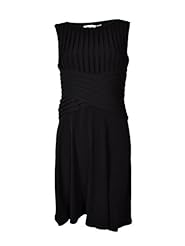 Jersey/Polyester/Spandex Flared-Skirt Sleeveless Bateau Neck Pleated  Dress