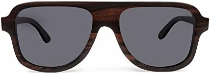 WoOdie Men's SAP Polarized Ebony Lens 55mm Wood Sunglasses