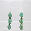 Pretty Turquoise Czechoslovakian Glass and Silver Bali Beaded Earrings, #9540