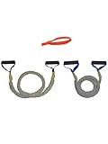 2 FIT CORD Covered Resistance Bands with PADDED HANDLES, NYLON SAFETY SLEEVE & PREMIUM LATEX EXERCISE TUBE ** 1 HEAVY & 1 VERY HEAVY RESISTANCE & DOOR ANCHOR **