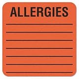 Tabbies 40560 Tabbies Medical Labels, ALLERGIES, 2 1/2 x2 1/2, FLRD, 500/RL