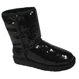 UGG Australia Classic Short Sparkles Womens Winter Boots [3161-Black] Black Womens Shoes 3161-BLK