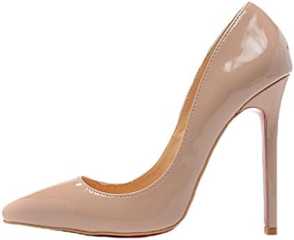 Littleboutique Classic Lady Pointed Toe Pumps Dress Stiletto Pumps Womens Formal Evening High Heel Shoes nude 7