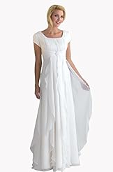 A-line Cap Sleeves Scoop Neck  Lace Empire   Waistline Chiffon Mother-of-the-Bride Dress  With Ruffles