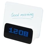 Invero - LCD Digital Alarm Clock with UV Style Memo Board with Pen, Snooze & Calendar Function + More