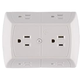 GE 50759 6-Grounded Outlet In-Wall Adapter, White