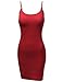 Slim Fit Solid Spaghetti Strap Cami Slip Dresses Red Size M