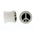 White Acrylic Peace Sign Plug - 1/2g - Sold as a Pair