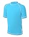 UZZI Kids UPF 50+ Loose Cut Short Sleeve Rashguard Swim T-Shirt (Medium, Light Blue)