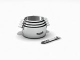 Kitchen Fun 12566964 Move On S�rie de 4 Casseroles en Acier Inoxydable Manche Amovible Inox avec Insert Bak�lite Tous Feux + Induction 14/20 cm