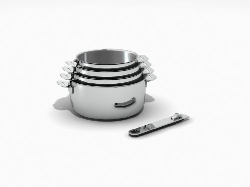 Beka - 12566964 - Move On - Série de 4 Casseroles en Acier Inoxydable - Manche Amovible Inox avec Insert Bakélite - Tous Feux + Induction - 14/20 cm