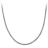 Black Rhodium Plated Silver Diamond Cut Popcorn Chain Necklace, 24