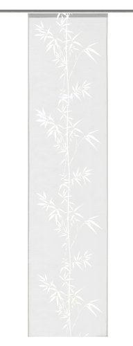Home fashion 86372-810 Schiebevorhang Dekostoff Ausbrenner, Bambusranke, transparent, wollwei&szlig; / 245 x 60 cm