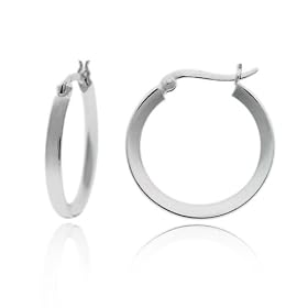Sterling Silver Tarnish-Free Polished Reverse Knife-Edge 3mm x 25mm Hoop Earring