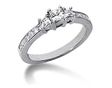 1.10CTW Princess Diamond Three Stone Ring with Side Stones in Palladium