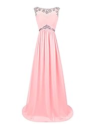Chiffon Beaded Evening Dress/Bridesmaid Dress/Prom Dress/Wedding Party Dress 