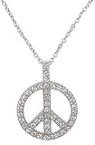 CZ Peace Sign Necklace 16