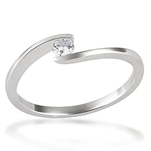 Goldmaid Damen-Ring Solitär Verlobungsring 585 Weißgold 1 Brillant 0,10 ct. Gr. 58 So R4958WG58
