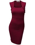 Doublju Fitted Dress with Square Neck Line in Various Color