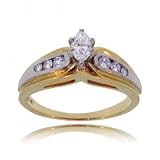 14KT 2 Tone Gold Engagement Ring Marquise Cut Diamonds