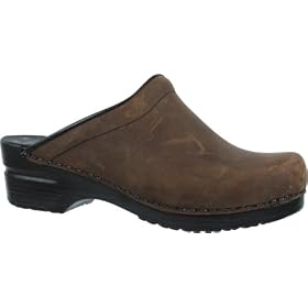 Ladies Sonja Clogs in Antique Brown Oiled Leather, by Sanita