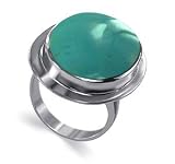 Reconstituted Turquoise Oval Band Sterling Silver Ring