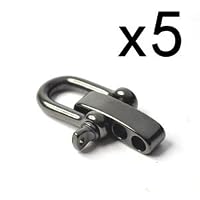 Cosmos ® 5 Set Stainless Steel D Shackles + 4 Holes Adjuster for Survival Bracelets w/ Anodized Gun Metal Color by Cosmos