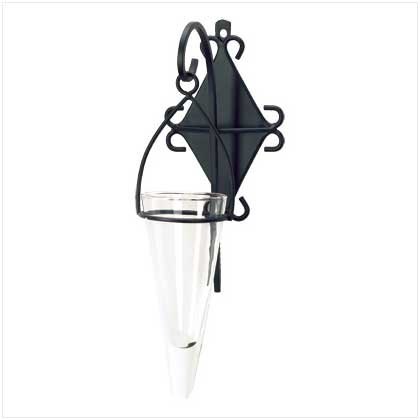 Hanging Metal and Glass Pendant Vase