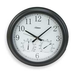 Dakota Designs 2CJA5 Thermo-Hygrometer Clock, 18 In, Blk